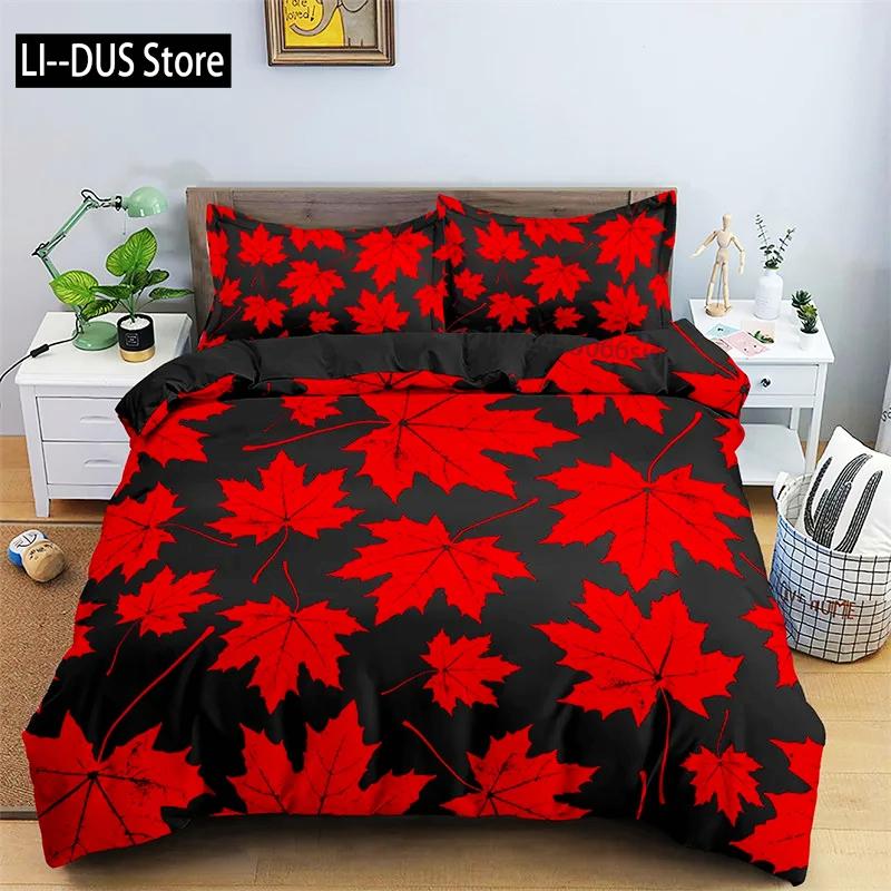 Comforter Canadian Maple Leaves Autumn Theme Bedding Set Microfiber Leaf Comforter Twin Full King For Kids Adult Bedroom