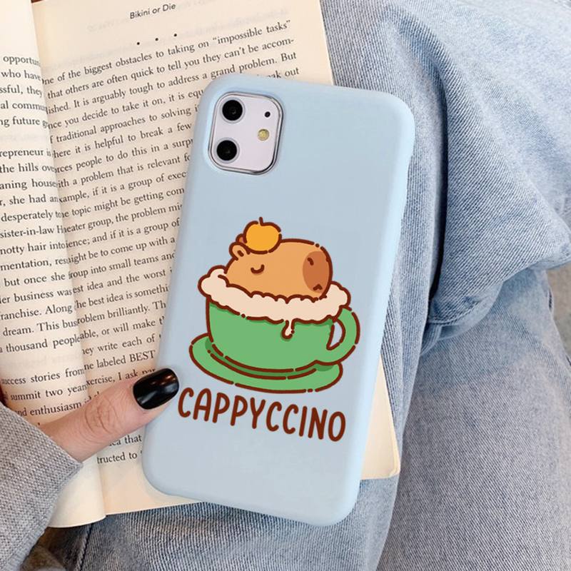 

Cute Cartoon Capybara Phone Case for iPhone 11 12 13 Mini Pro Xs Max 8 7 6 6S Plus X XR Solid Candy Color Funda Case iphone 12 mini