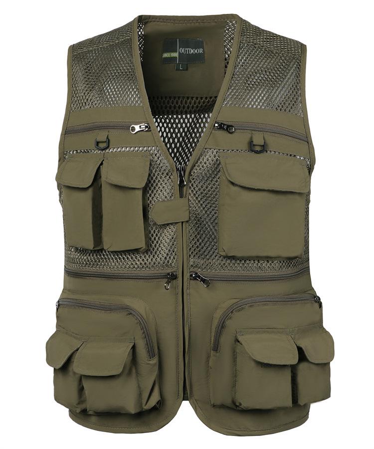 Summer Mesh Vest for Middle-Aged and Elderly Men - Multi-Pocket Sleeveless Fishing & Photographer Jacket