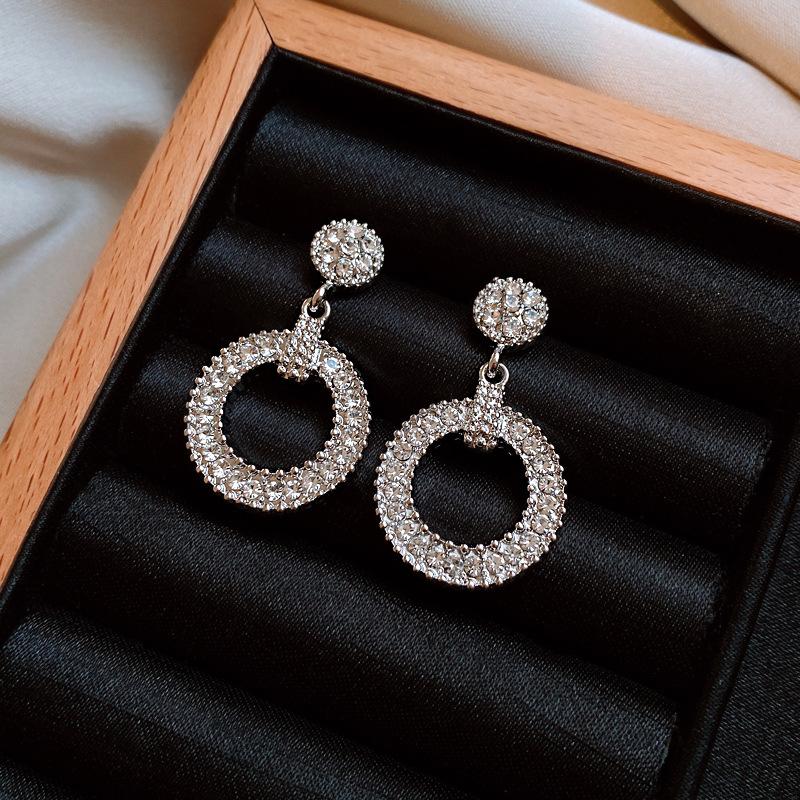 European and American diamond-set geometric round stud earrings fashion medieval vintage earrings earrings women