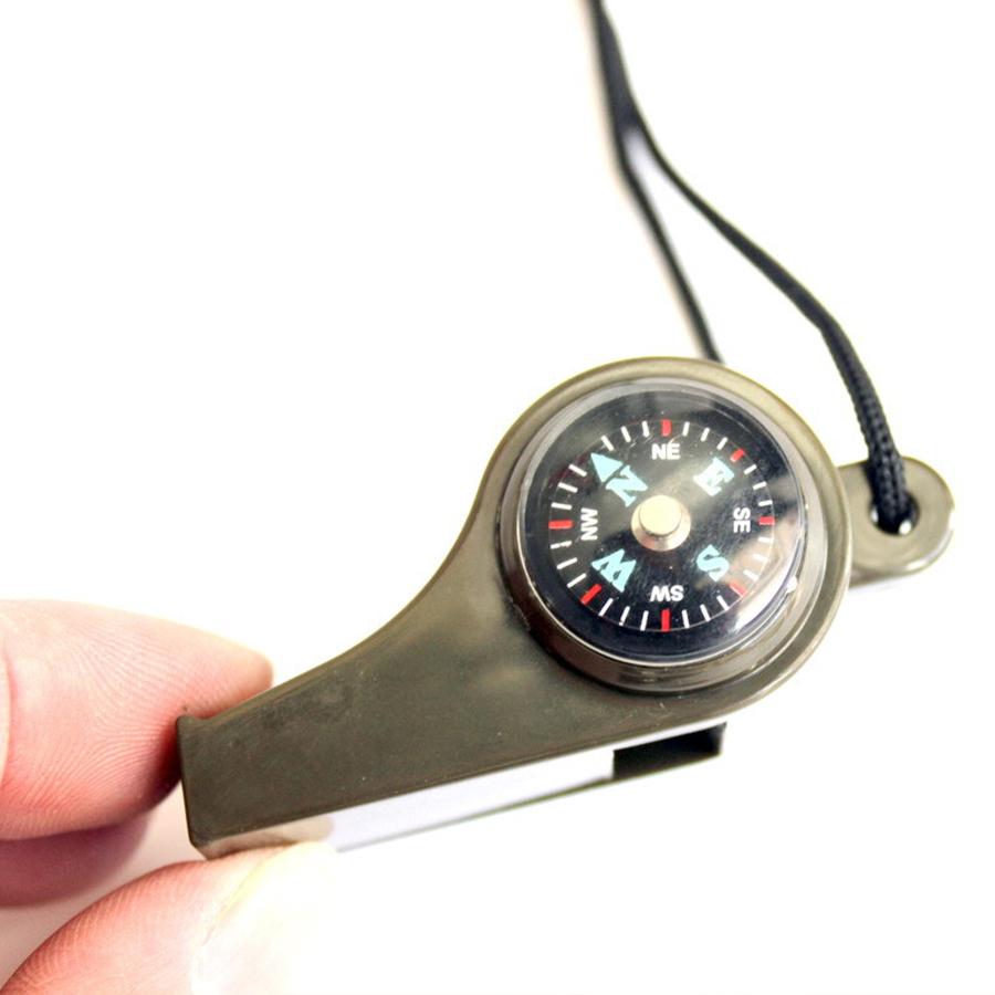 High Decibel Emergency Rescue Whistle With Compass Thermometer  And Keychain  Camping  Hiking  And Outdoor Activities