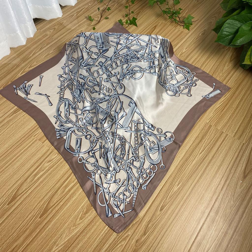 European and American style temperament fashionable small silk scarf simulation silk square scarf 71cm decorative small scarf pattern variety silk sca