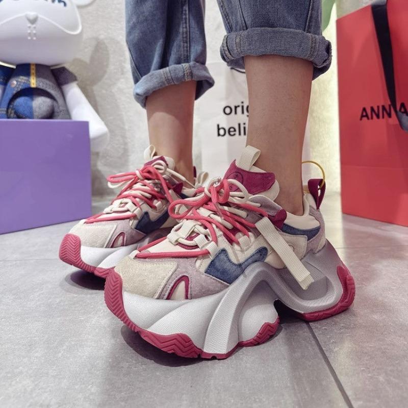 Autumn Women's Thick Sole Dad Shoes  Casual Chunky Sneakers for Women Height Increase Versatile Athleisure Footwear