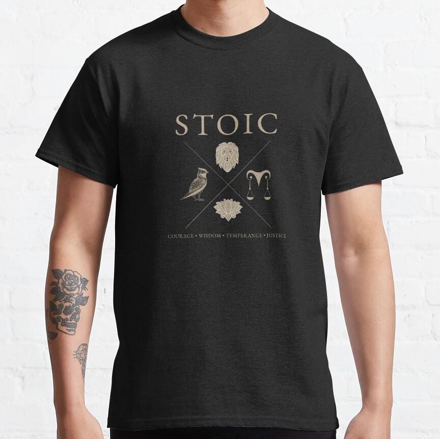 Stoizismus, stoische Tugenden, Mut, Weisheit, Mäßigung und Gerechtigkeit Stoizismus Team Stoischer Humor Grafik T-Shirts Übergrößen Oberteile