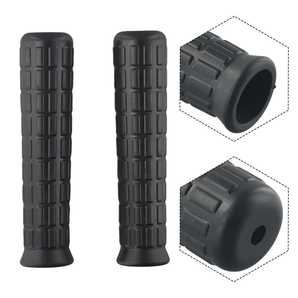 2 stk trillebår gummihåndtak runde rør svart erstatningshåndtak gummi rundt hull håndtak verktøy PVC sklisikker gummihylse