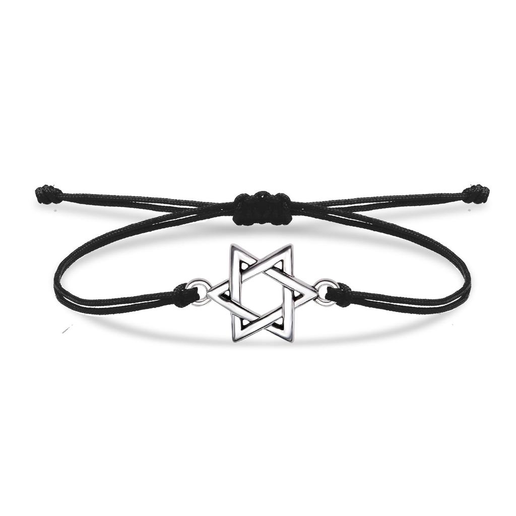 Zinc Alloy Star Of Davids Charm Bracelet Women Fashion Jewish Solomon Seal Red String Handmade Adjustable Jewelry Gift