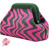 Woven Clutch Purses for Women, Summer Beach Crochet Striped Dumpling Bag Evening Handbag with Romantic Lucky Clover