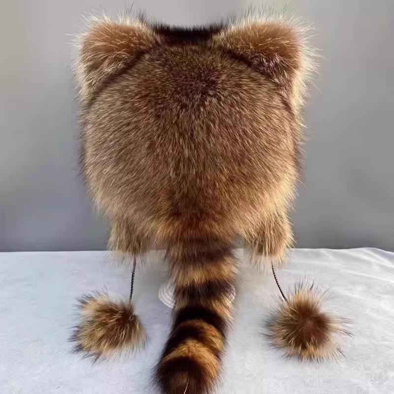 

Шапка с кошачьими ушками енота: Зимние наушники из искусственного меха для детей и взрослых Cute and warm raccoon