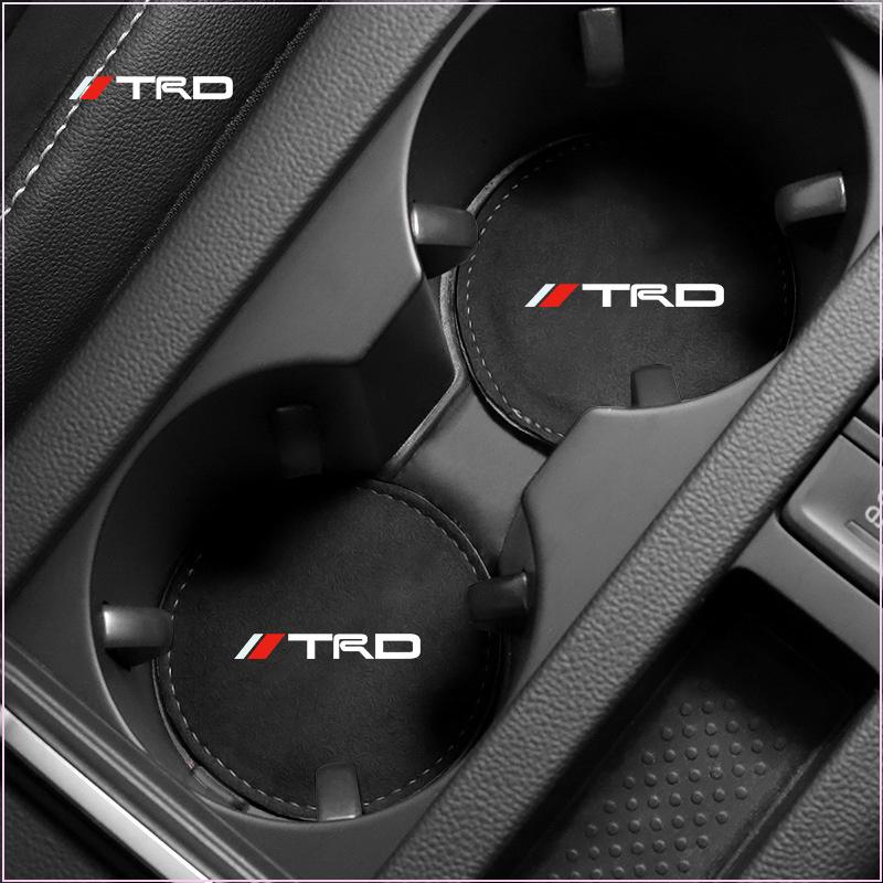 PU Leather Slot Non-slip Coaster Mat Emblem Car Cup Holder Pad for Toyota TRD GR Aygo Corolla Avensis Vios Yaris Mark-X Mirai Yaris
