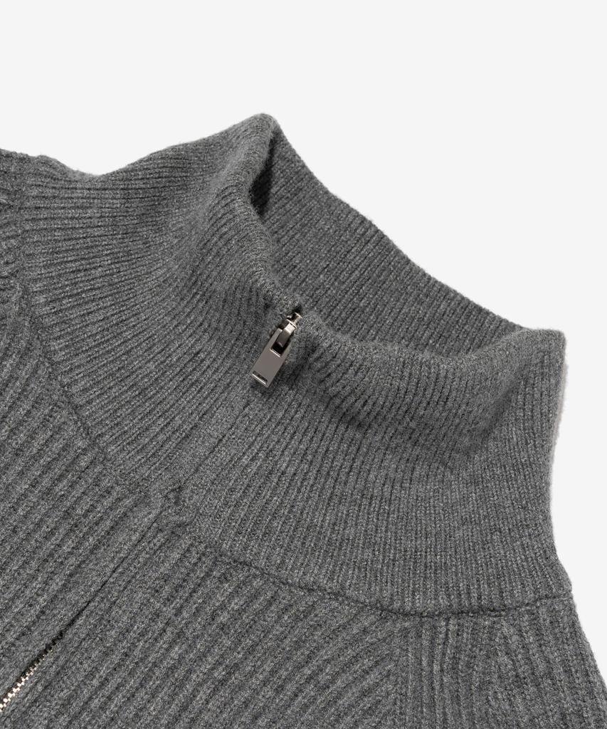 ROIDESROIS Raglan Half-Zip Collar Ribbed Knit (Charcoal)