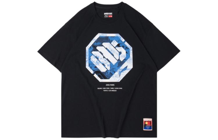 Li Ning T Shirts Men s Black Crew Neck Moderate Straight Fit AHSQ091-3 XL