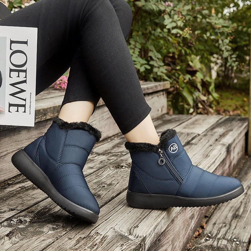 Winter new mid-top snow boots side zipper cold-resistant warm cotton boots men's and women's outdoor cotton shoes