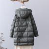Fashion winter medium and long white duck down jacket women's fashion foreign style thick pressure glue hooded down warm jacket
