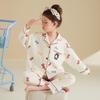 Autumn Long Sleeve Cartoon Pajamas Set for Girls - Cardigan Style, Wear Indoors or Out