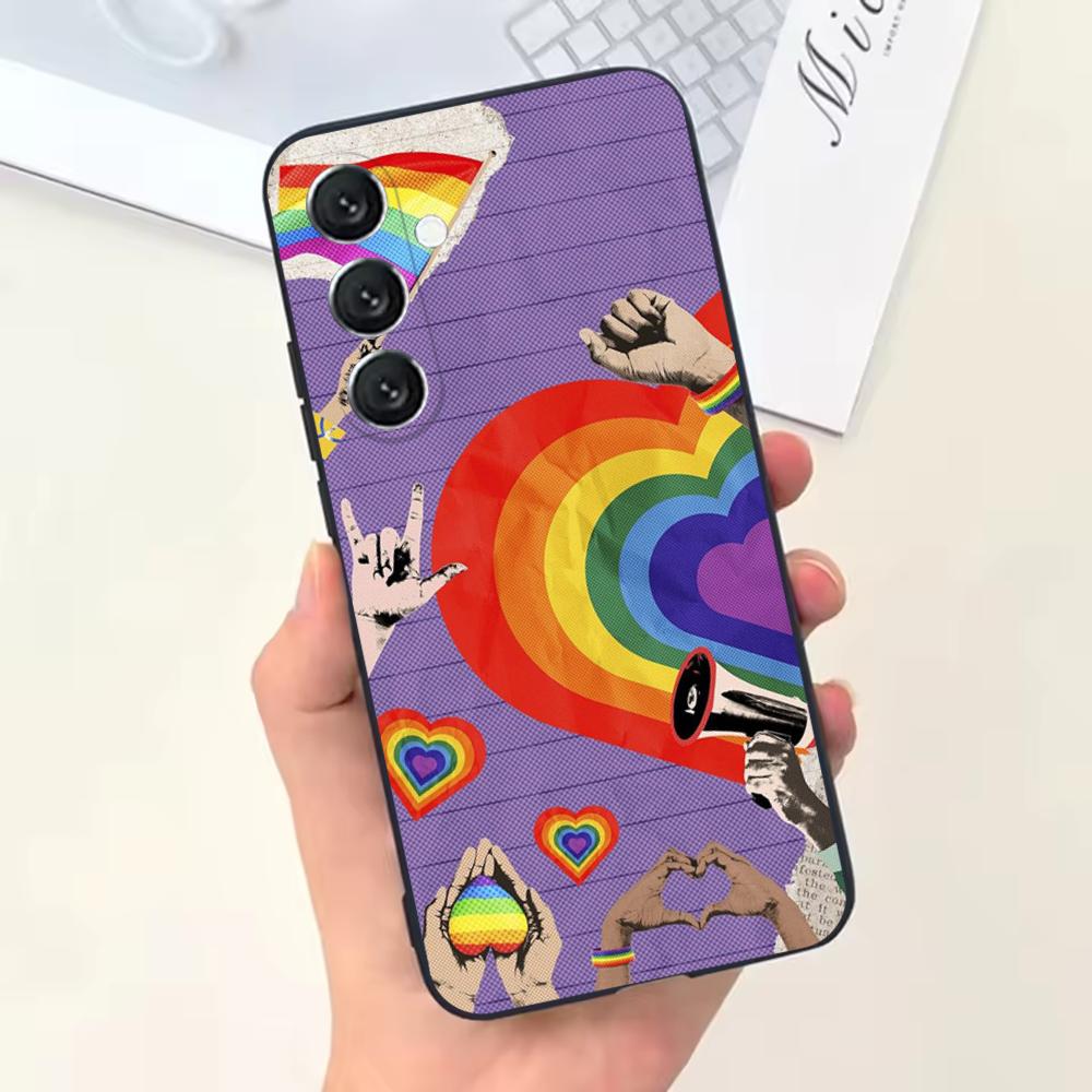 L-Lesbian LGBT Rainbow Pride Phone Case For Samsung Galaxy A13,A21s,A22,A31,A32,A52,A53,A71,A80,Soft Black Shell