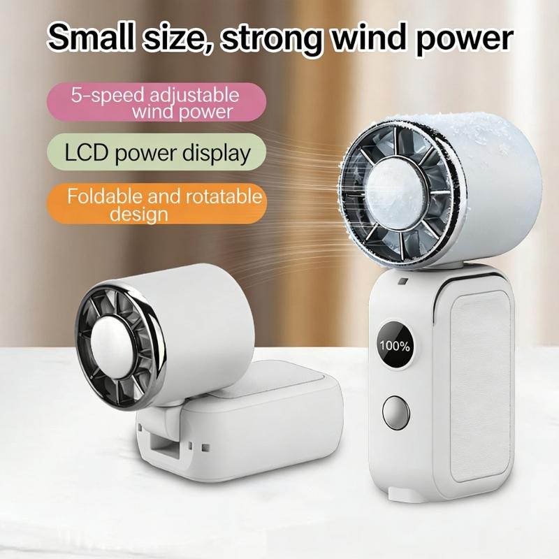 Portable Handheld Fan 5 Speed Mini Cooling Desk Fan Quiet Handheld Fan with Digital Display USB Rechargeable Table Fan