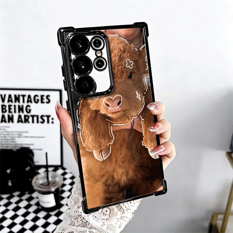 Niedliche Handyhülle mit Hochlandrind-Motiv für Samsung Galaxy S24, S25 FE, S26 Edge, S23 Ultra, S22, S21 Plus, S20 – sturzsichere Airabag-Schutzhülle