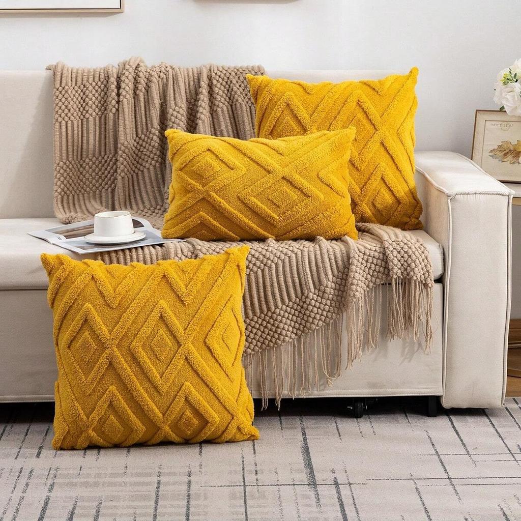 Snow Velvet Diamond Grid Pillow Covers Sofa Cushion Cover and Bed Living Room Plush Sleep Pillow Case Cotton Home Decor Cushion
