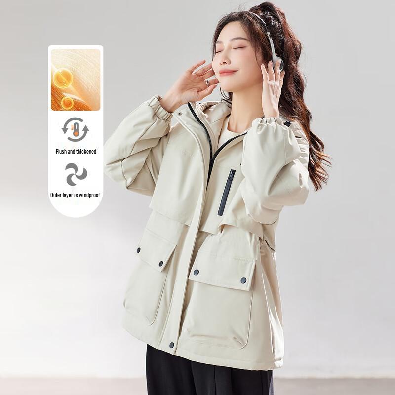 TERRE BLEUE Women's Plush Hooded Padded Jacket