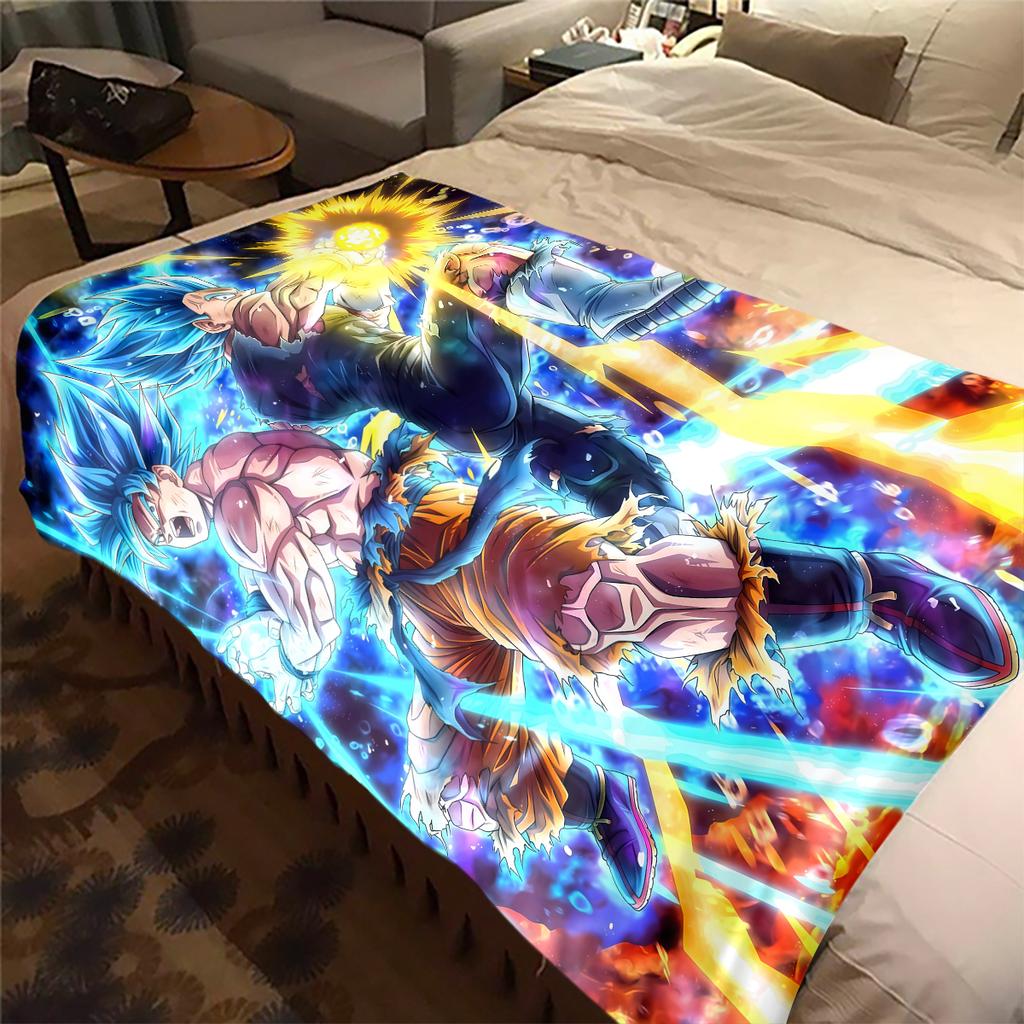 1PC Dragon Ball Super Print Flannel Blanket, High quality All Seasons, Home Decor, Warmth and Comfort, Perfect for Christmas Gifts