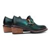 Johnature Zapatos de tacón de cuero genuino para mujer, zapatos de primavera Retro con punta redonda, Color sólido, hechos a mano, zapatos de ocio Silp-on