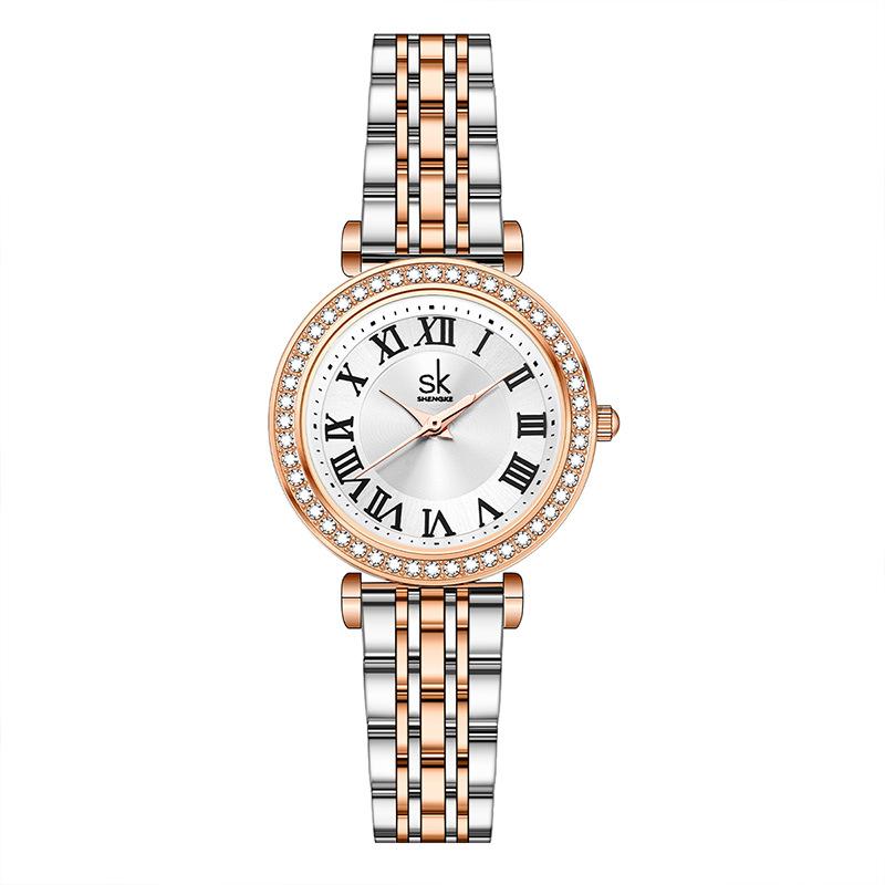 Ladies Watch Women'S Niche High-End Sense Elegant Diamond-Encrusted Quartz Watch Steel Belt Guangzhen Watch 0197