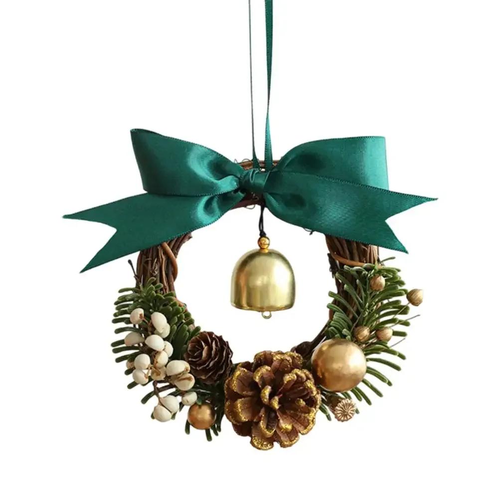 

Holiday Door Hanger with Jingle Bells for Christmas Decoration Vintage Antique Gold Bells with Fabric and ABS Material