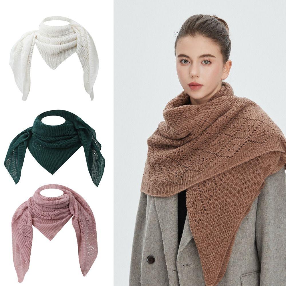 Luxury Soft Knitted Scarves Hollow-out Elegant Shawl Wraps Neck Scarf Women Fashion