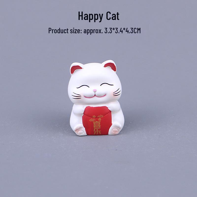 Prosperity Lucky Cat Mini Ornament for Office Desk or Car Console