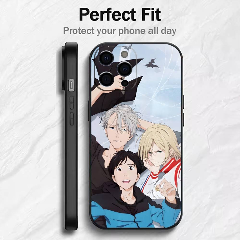 

GAYS Anime Y-Yuri On Ice Phone Case For iPhone17,16,15,14,13,12 Plus,Max Soft Silicone Black Cover iPhone14Plus