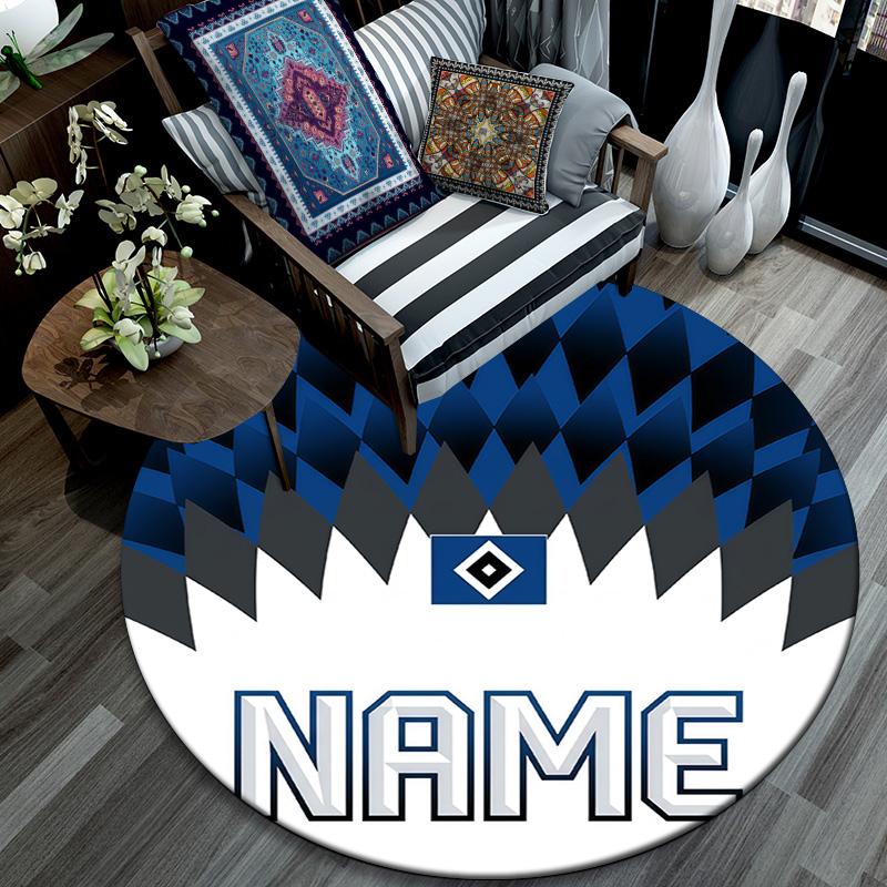 Custom Name HSV Round Area Rug,Carpet Rug for Living Room Bedroom Sofa Playroom Decor,Non-slip Floor Mat
