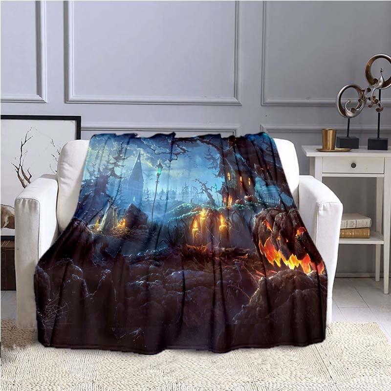 Halloween Horror Pumpkin Huanted House 3D Print Blanket Sofa Bed Blanket Super Soft Warm  Blanket Cover Fleece Throw Blanket