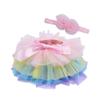 Conjunto de Shorts/Saias para Cobertura de Fraldas para Bebê Menina + Faixa de Cabeça para Bebês Recém-Nascidos Crianças Saia Tutu Fofa de Tule com Renda para Meninas