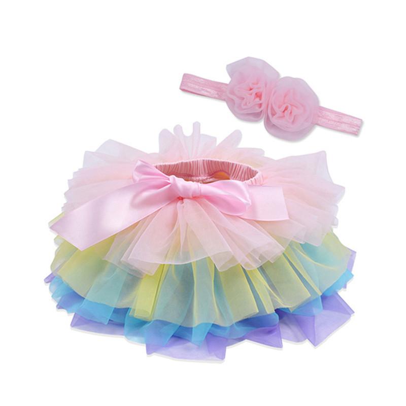 Conjunto de Shorts/Saias para Cobertura de Fraldas para Bebê Menina + Faixa de Cabeça para Bebês Recém-Nascidos Crianças Saia Tutu Fofa de Tule com Renda para Meninas