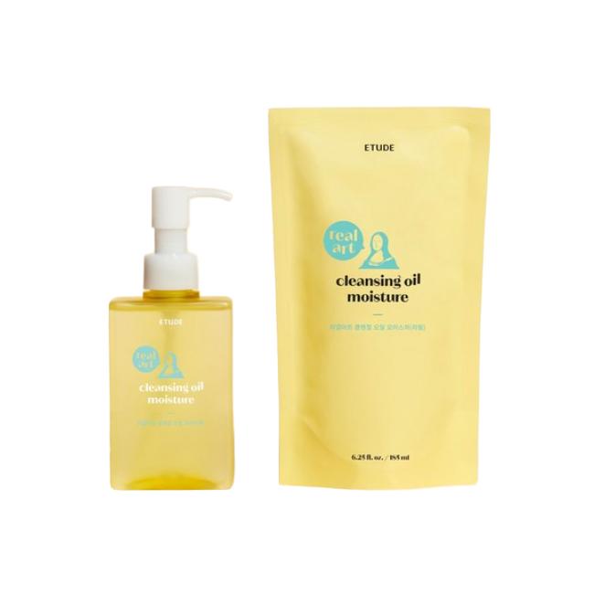 Etude Real Art Очищающее масло для лица Moisture 185 мл (Полный размер) + Набор с наполнителем 185 мл (3 варианта) 1SET