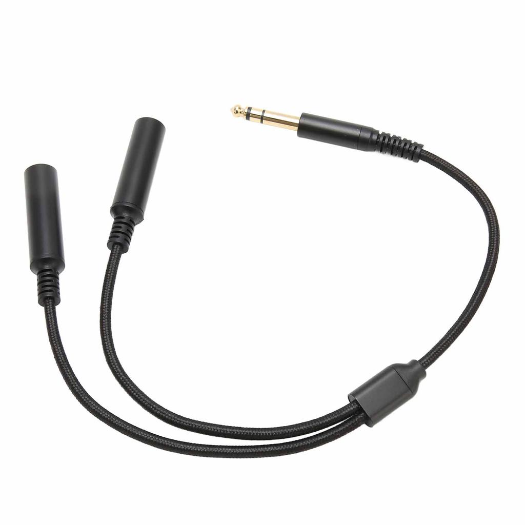 6.35mm Stereo Male Plug to Dual Female Plug Cable 14 Inch 6.35mm Splitter Y Cable with Gold Plated