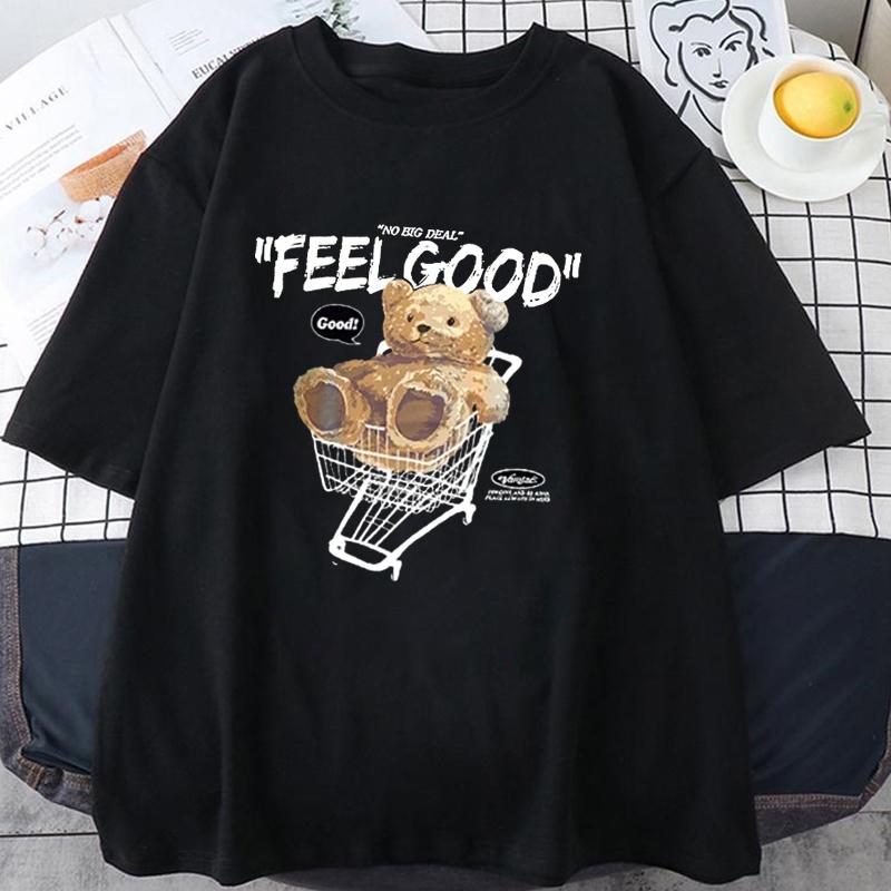 Neues Cartoon Bär Kurzarm T-Shirt Damen Herren Lockeres Oberteil Mode Koreanischer Stil Tee