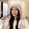 Cute Plush Hat Women's Autumn and Winter Colorful Fringed Braids Knitted Pullover Hat Ear Protector