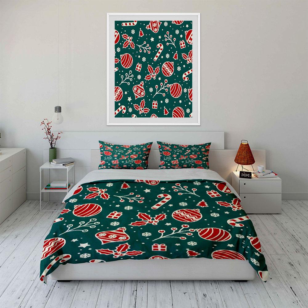 Festive Holiday Charm Bedding Sets Duvet Cover Sets Duvet Covers Pillowcases(1*Duvet Cover 2*Pillowcases Without Duvet Insert)