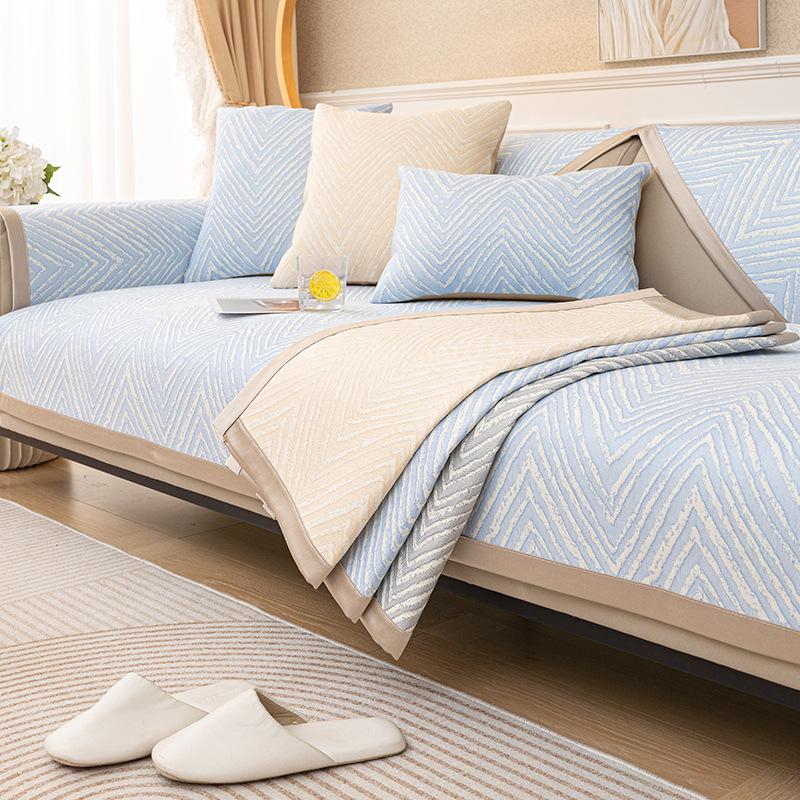 Nordic Simple Ice Silk Sofa Cushion Leather Four-Season Universal Non-Slip Sofa Cover High-Grade Seat Cushion Backrest Towel Cover Cloth
