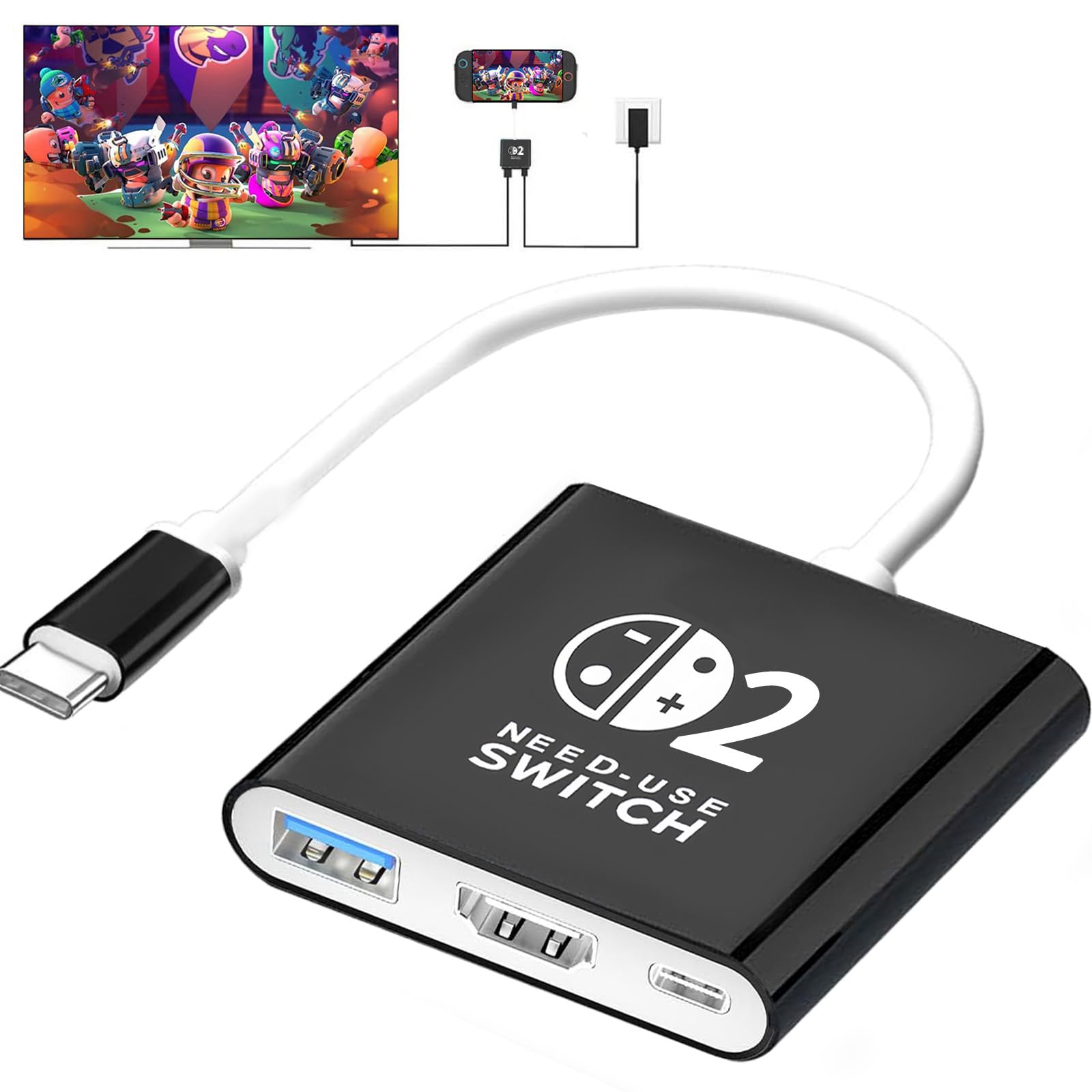 

Док-станция Switch 2 в 2025 году Док-станция Switch 2 с TV Direct TV HDMI USB Быстрый TV Нет Компактный Адаптер для преобразования док-станции [Новый - 3-в-1 Многофункциональный] Выход, чёрный