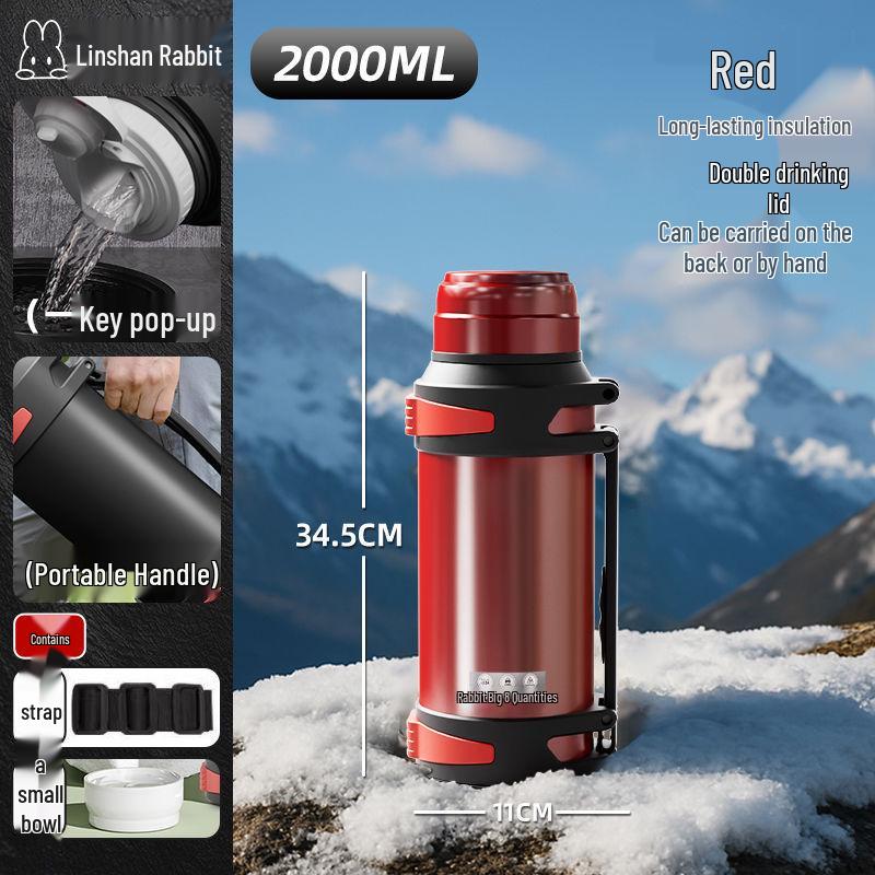 Men's 304 Stainless Steel Thermos Flask: Large Capacity, Portable Water Bottle for Outdoor Travel
