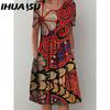 IHUASU 30 Color Pleated Midi Dress Short Sleeve Round Neck Loose Hem Mid-Calf Length Women Floral A-Line Party Dress Casual Wear