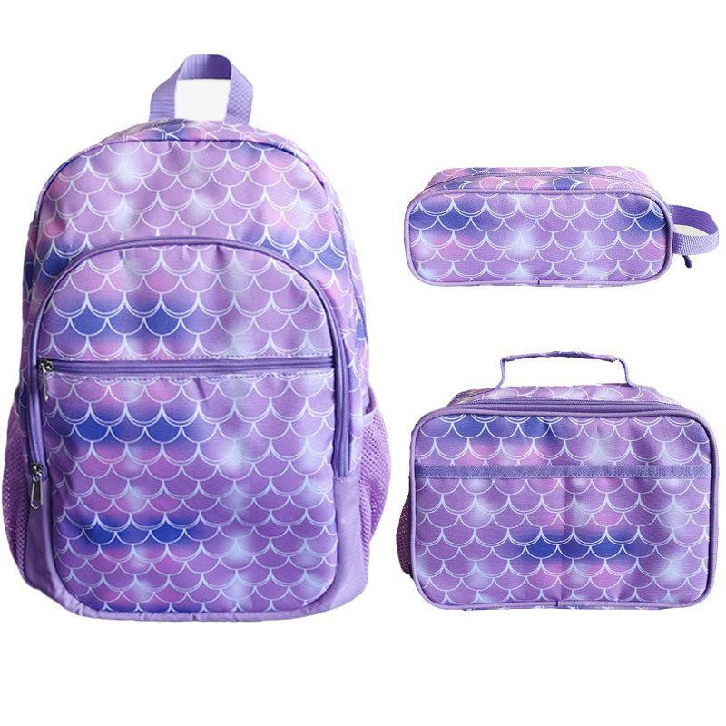 Kids School Backpack Set With Insulated Lunch Bag Pencil Case - Oxford Fabric Lightweight Cute Design Grades 1-2