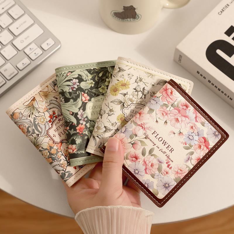 Flower Card Bag Female Niche Advanced Sense Anti-degaussing Card Sleeve Multi-card Cute Small Large Capacity Coin Wallet New