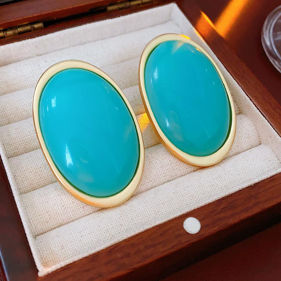 Высококачественные ретро-винтажные модные серьги овальной формы 1 pair of earrings синий