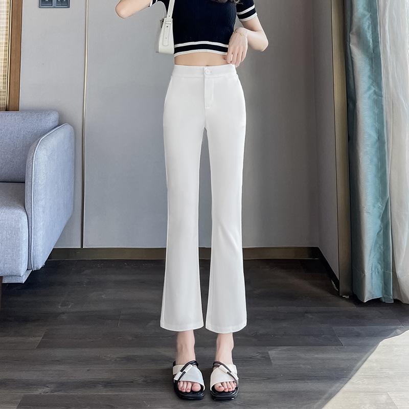 Flared Pants for Women, Nine-Tenths Length, New Black High-Waisted Slimming Casual Petite Suit Flared Pants