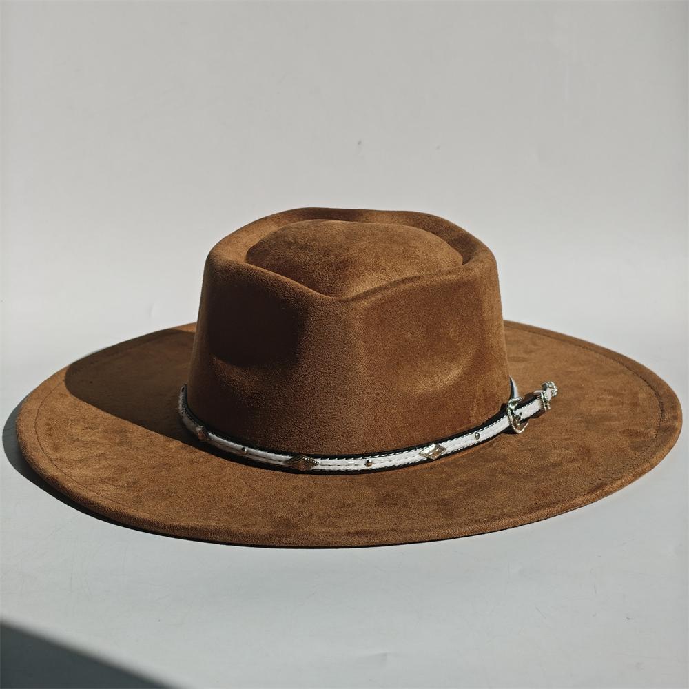 New Heart Top Suede 9 cm Wide Brim Fedora Hat Men's and Women's Autumn Felt Jazz Hat Classic Suede Fedoras Chapeau Sombrero