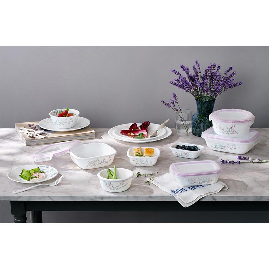 Corelle Monteverde San Jose Square Sealed Food Storage Container 2p (300ml) Dishwasher Oven Safe White