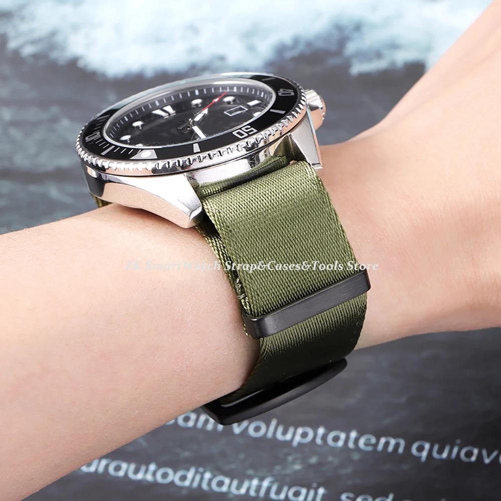 Ribbed Nylon Watchband Nylon Watch Strap 20mm 22mm Watchband Black Buckle Bracelet for Military Sport Watch Band Accessories